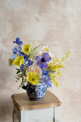 005 古典茶壺花藝.典雅之藍