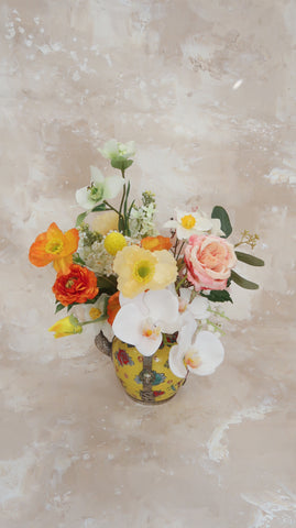 004 古典茶壺花藝.明亮之黃