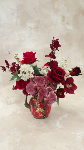 003 古典茶壺花藝.奢華之紅