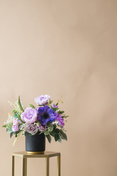 "Purple Peony" in Black Gold Ceramic