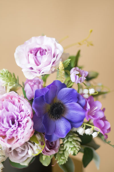 "Purple Peony" in Black Gold Ceramic