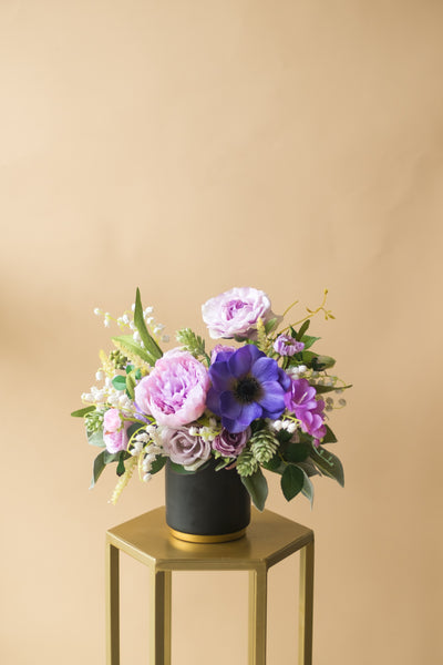"Purple Peony" in Black Gold Ceramic