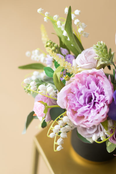 "Purple Peony" in Black Gold Ceramic